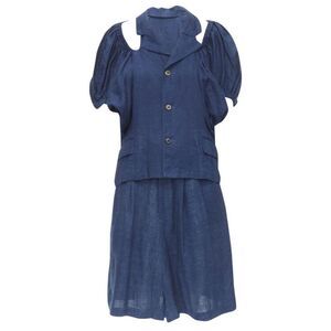 Pre Loved Comme Des Garcons Vintage TwoPiece Linen Jumpsuit Women blue | blue